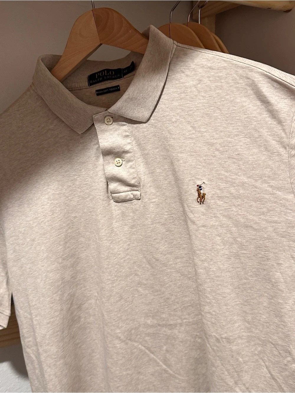 Pima Polo by Ralph Lauren Classic Fit Beige Polo Shirt